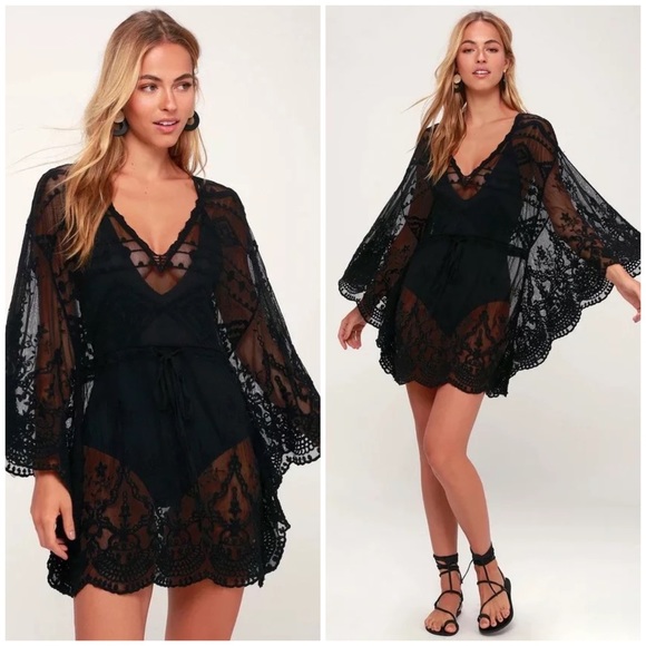 Other - SOLD OUT CLEARANCE Scalloped Sheer Mesh Embroidered Coverup Tunic